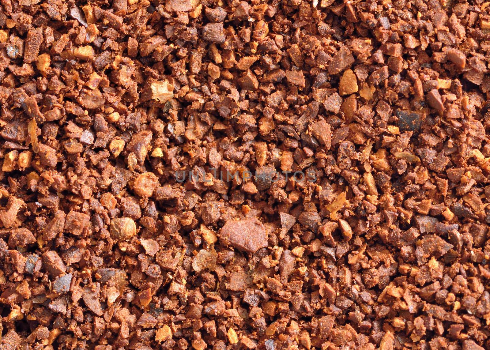 A macro closeup of coffee grounds for background or copy space.