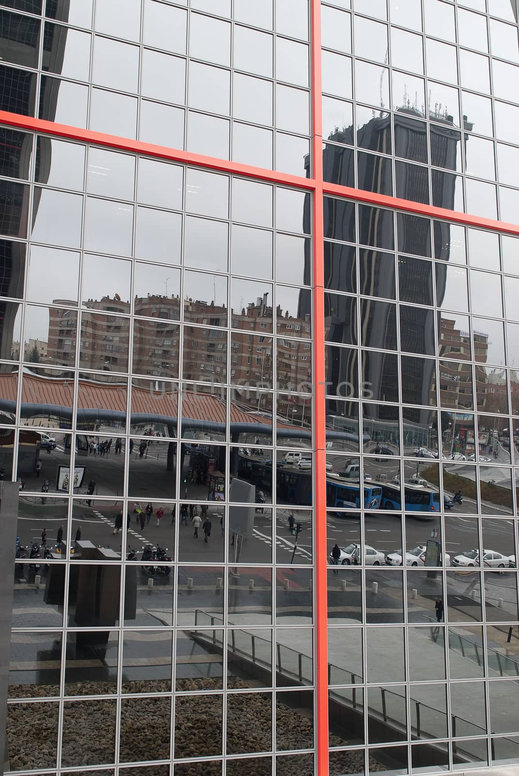 Skycrapers in the center of  Madrid city in Spain.