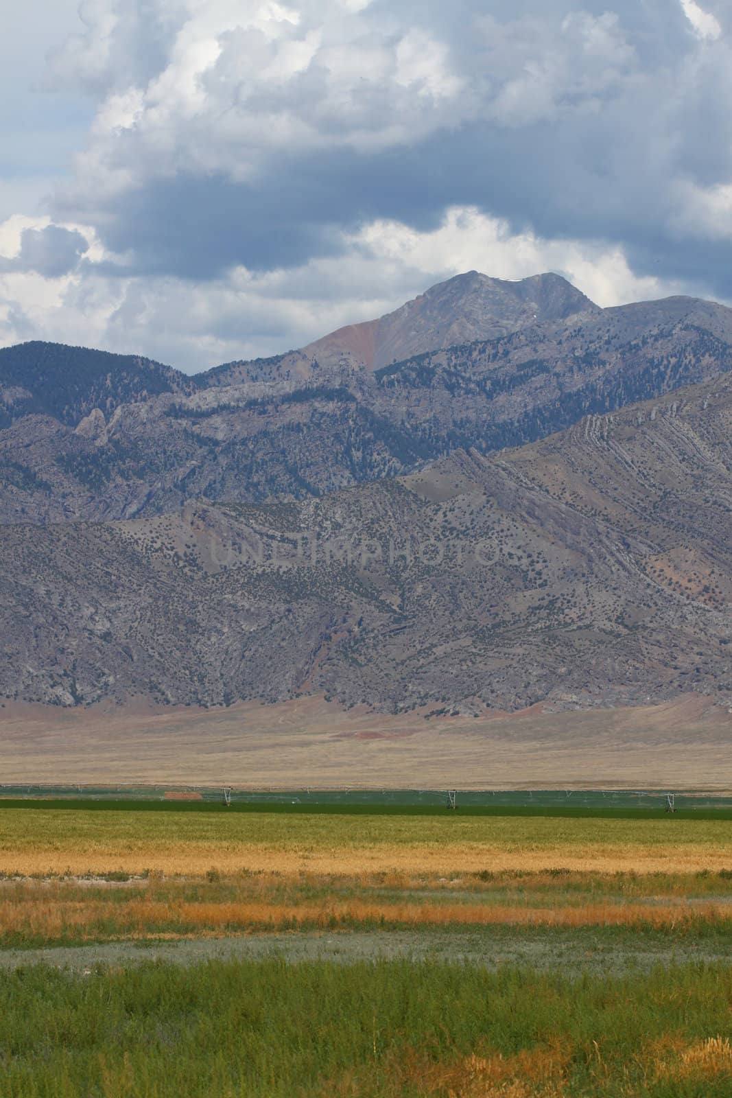 Mountains Beyond Idaho Farmland by Wirepec