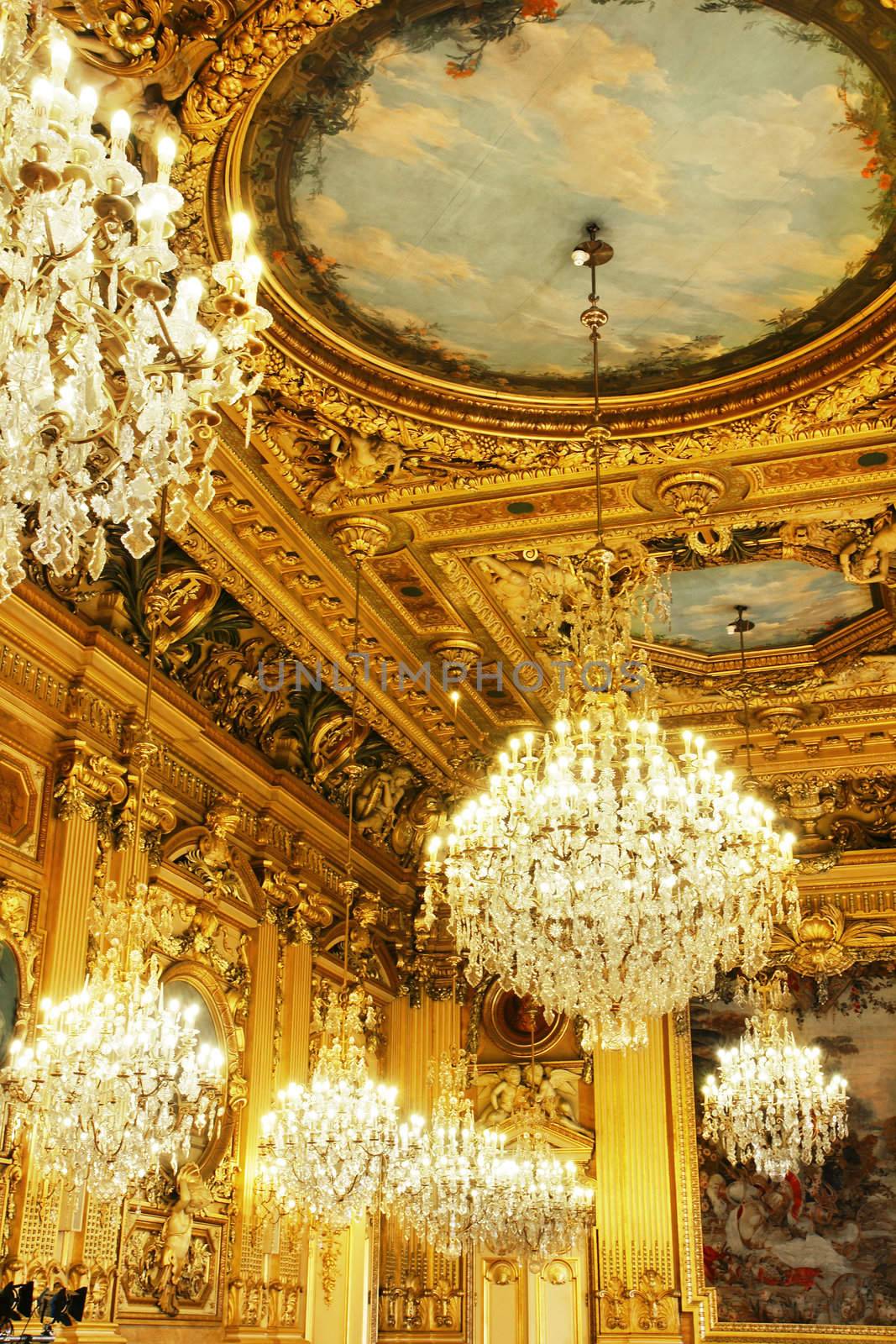 Gold ceiling and chandeliers by Mirage3