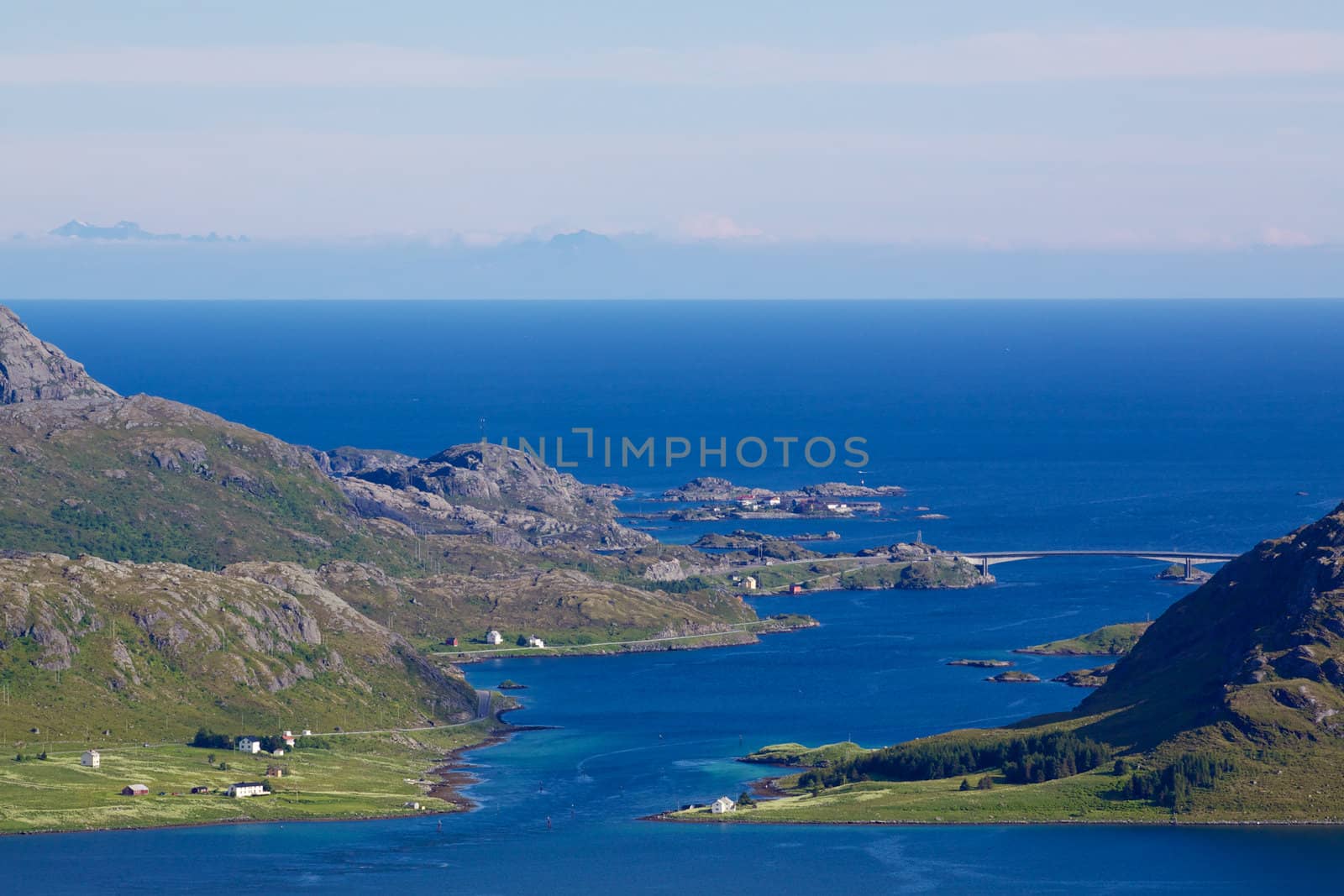 Picturesque islands on Lofoten in Norway during summer
