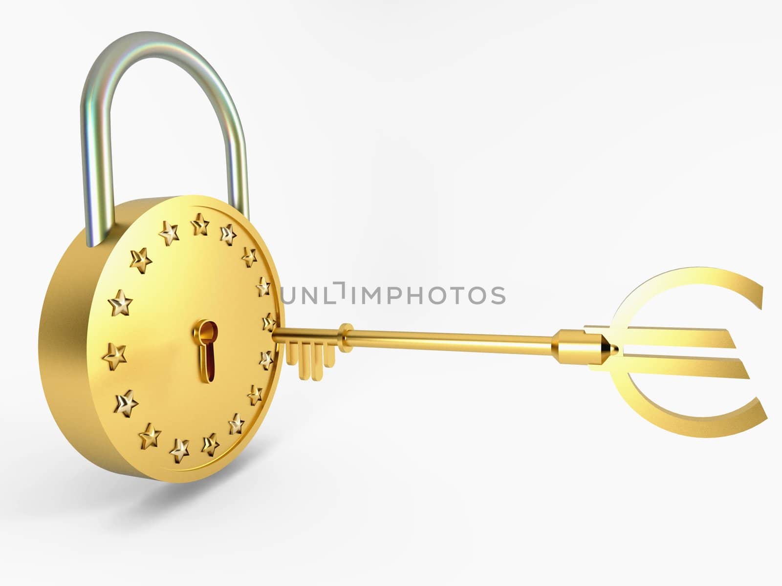 Golden Lock, key and stars