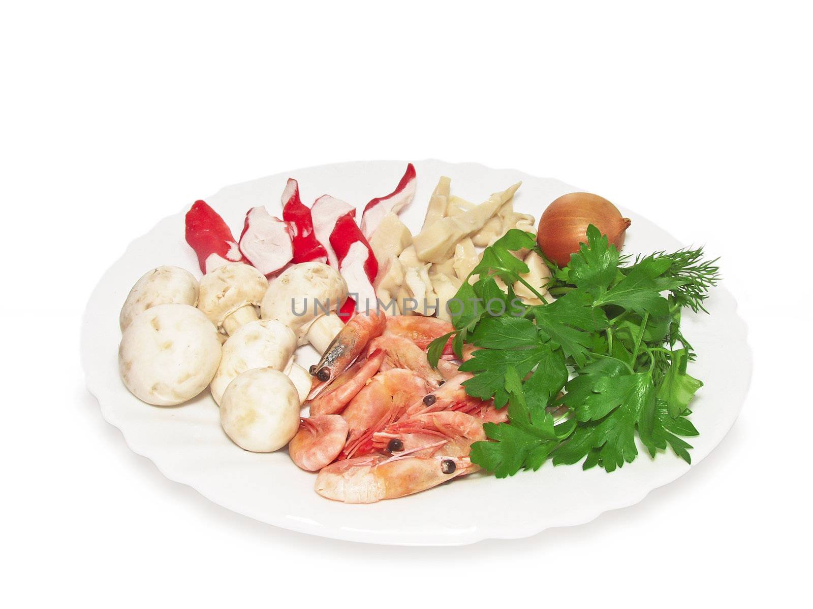 Ingredients seafood salad.