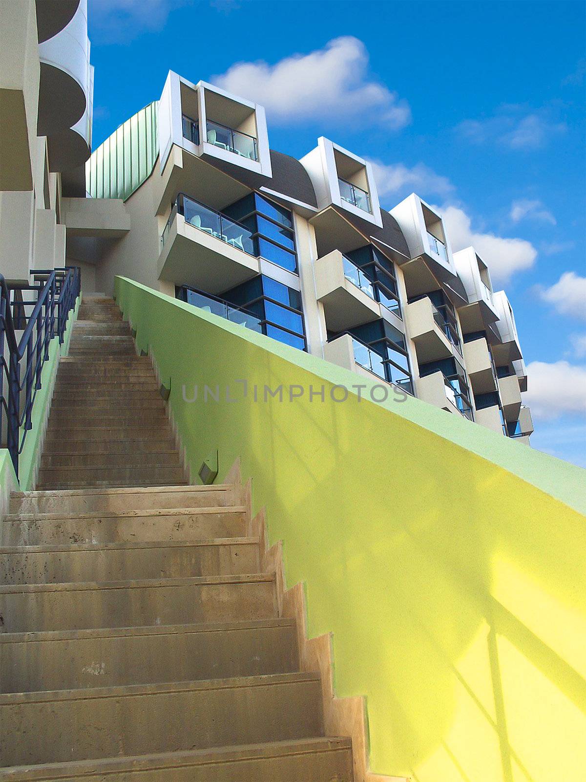 External staircase modern building.