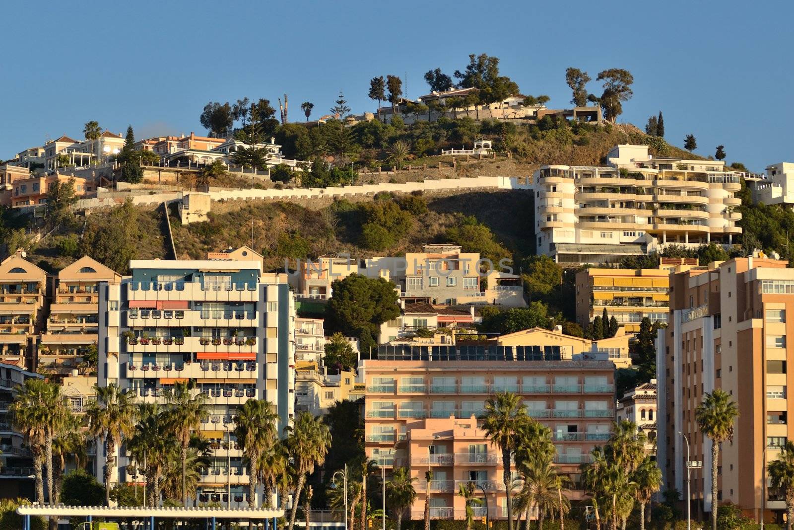 built houses hills of Malaga