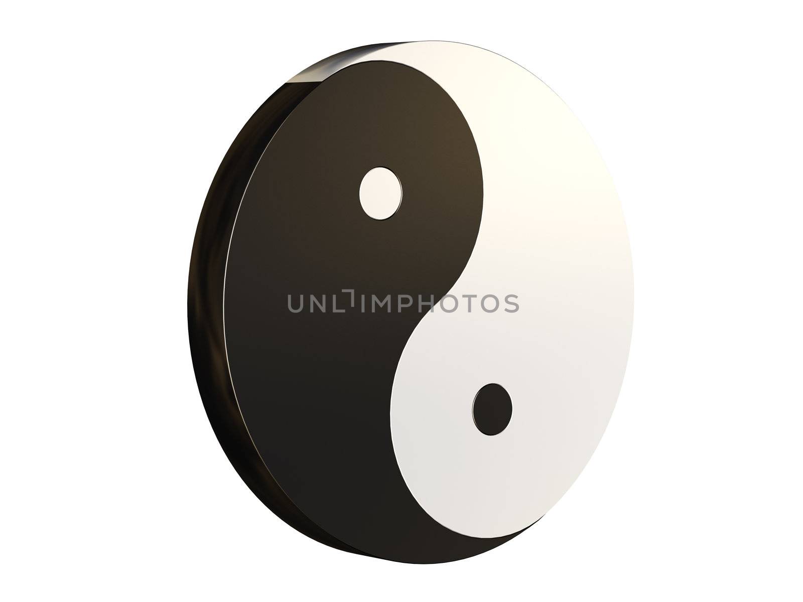 3D and brown Yin Yang with a white background