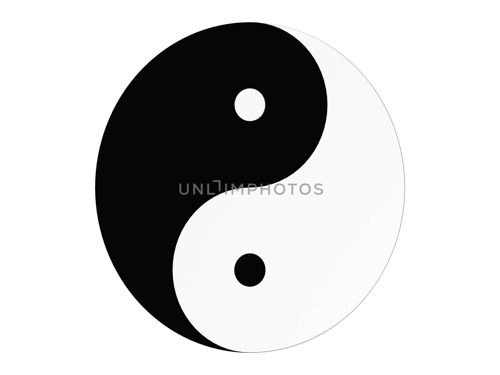 Classic Black and White Yin Yang with a white background