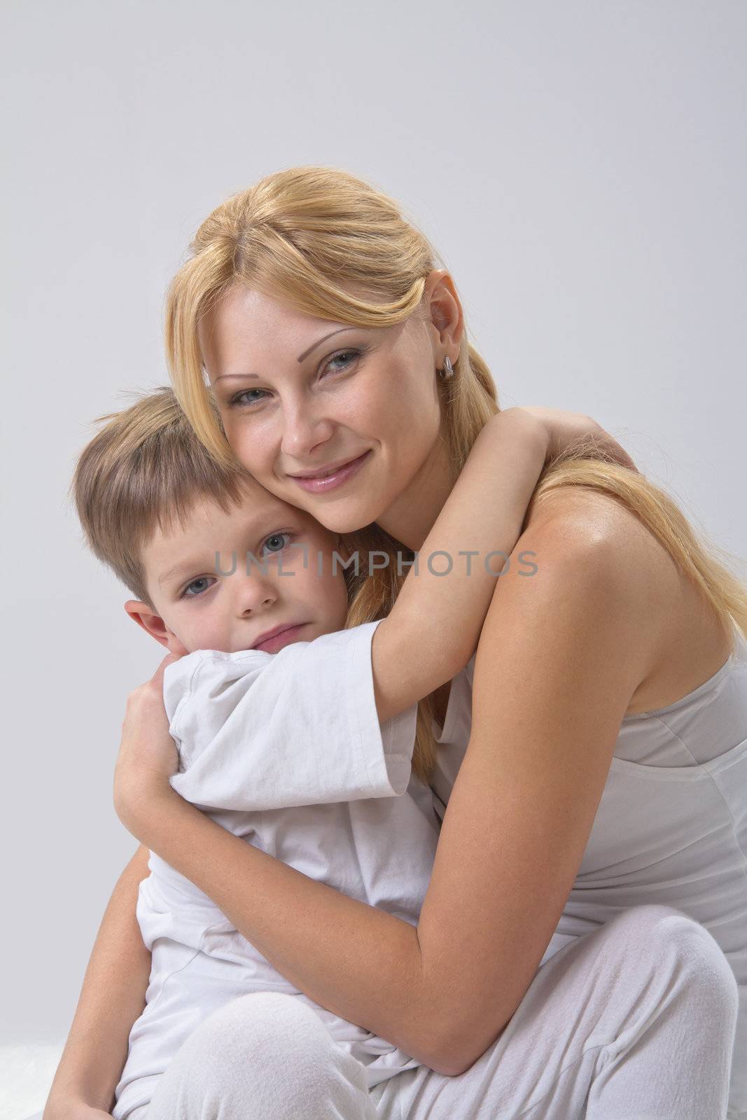 Portrait of happy mother and son