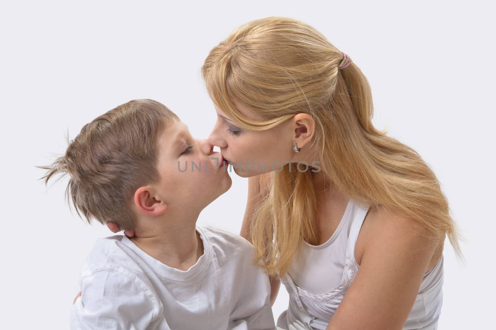 Portrait of happy mother and son