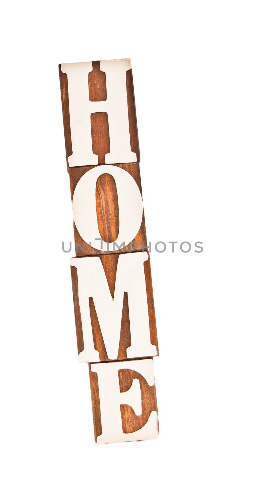 an iimage isolated over white depicting house subsidence by the word home leaning to the left 