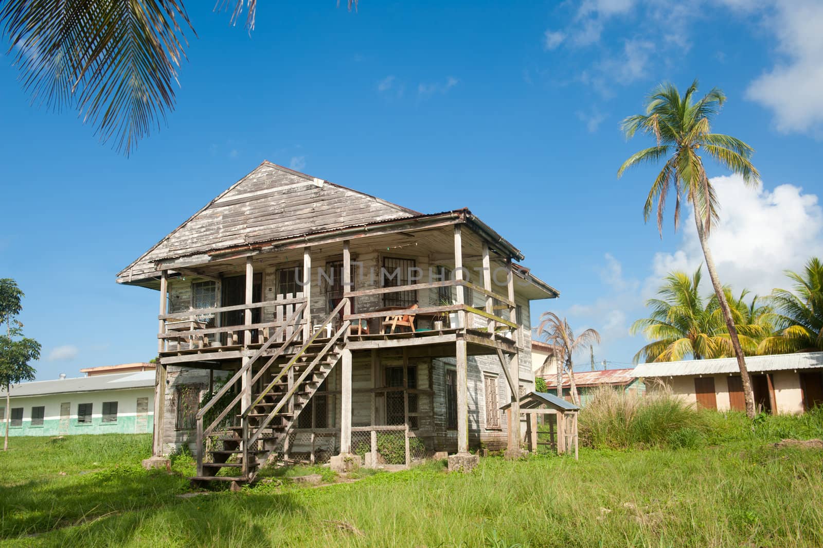 Old caribbean wooden house in Central America.