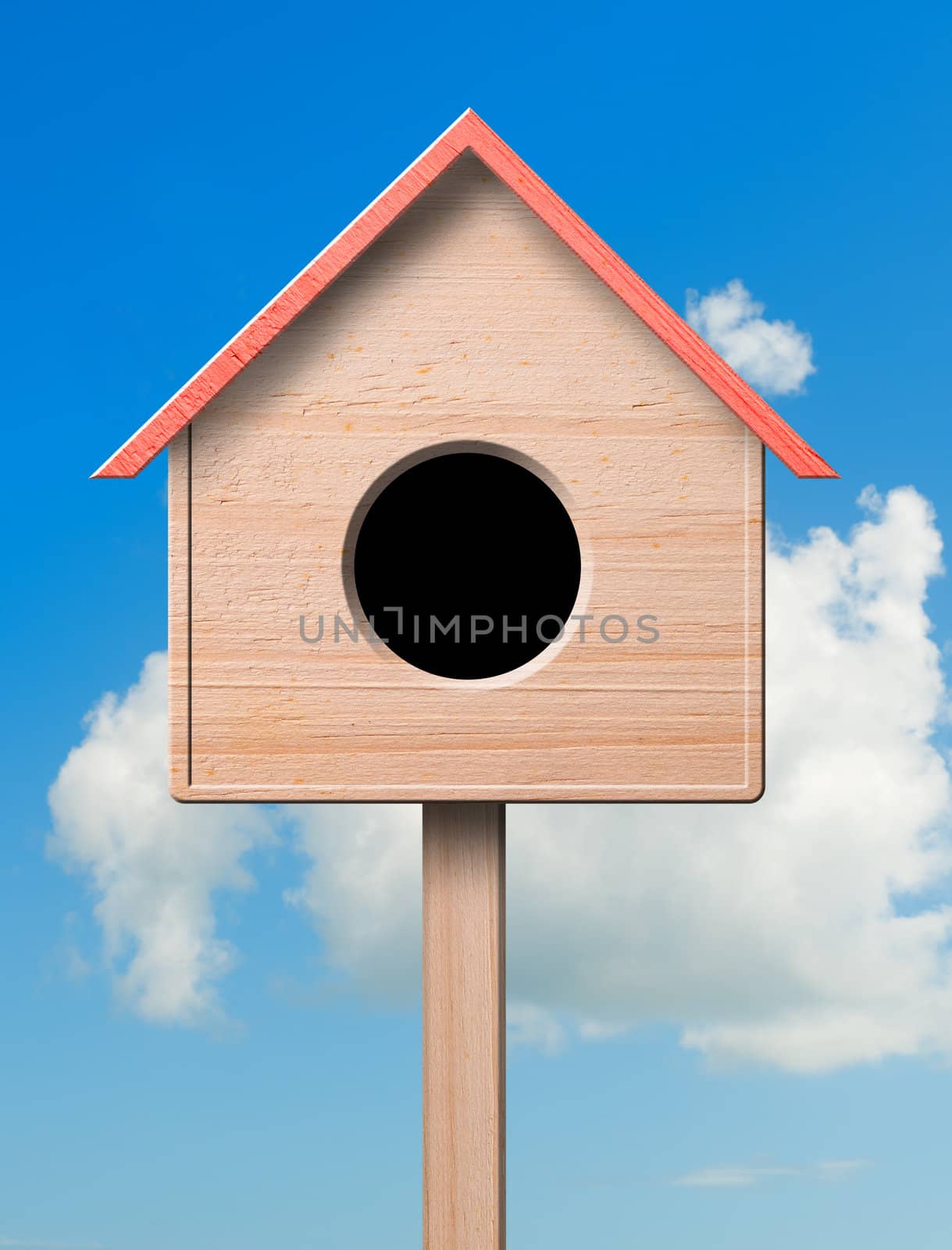 Illustration of a bird house, clipping path.