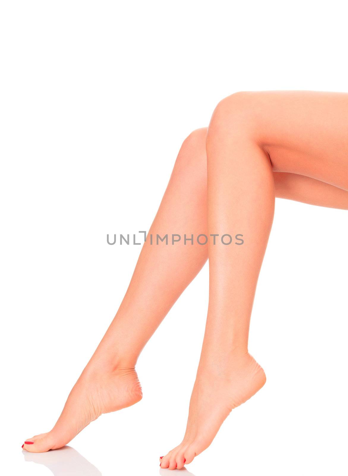 Perfect female legs, isolated on white background