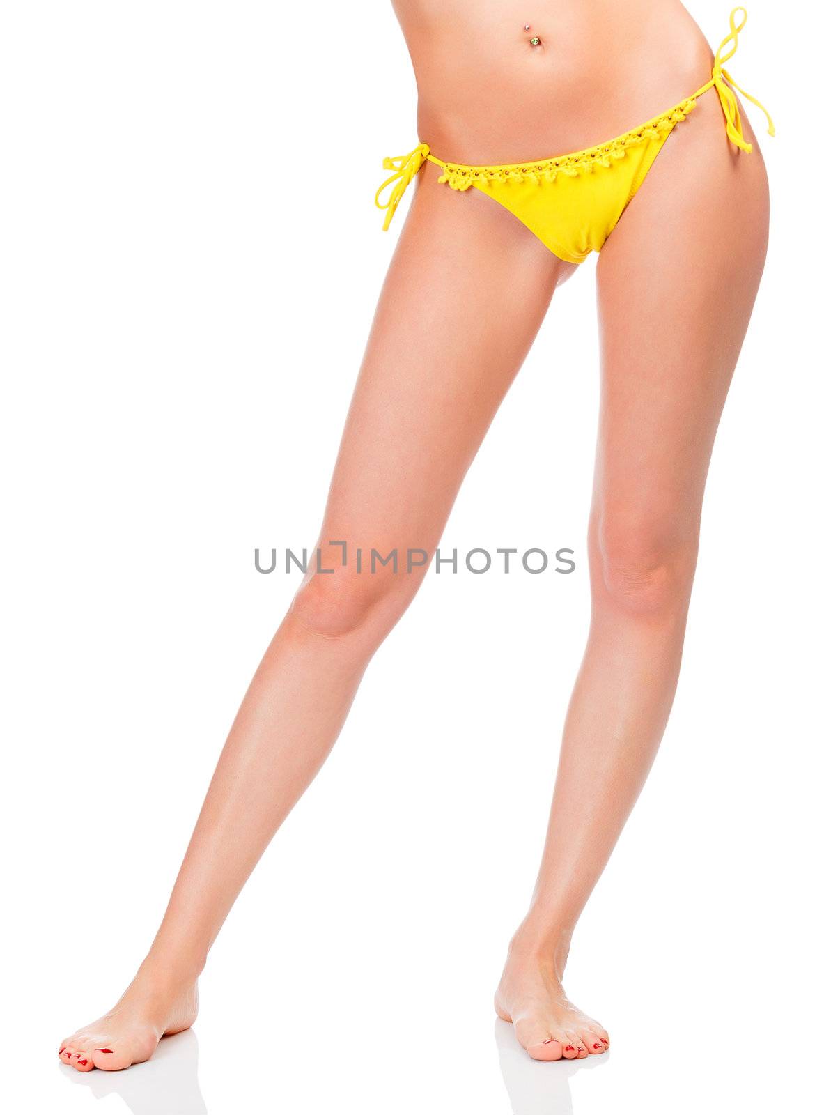 Perfect female legs, isolated on white background