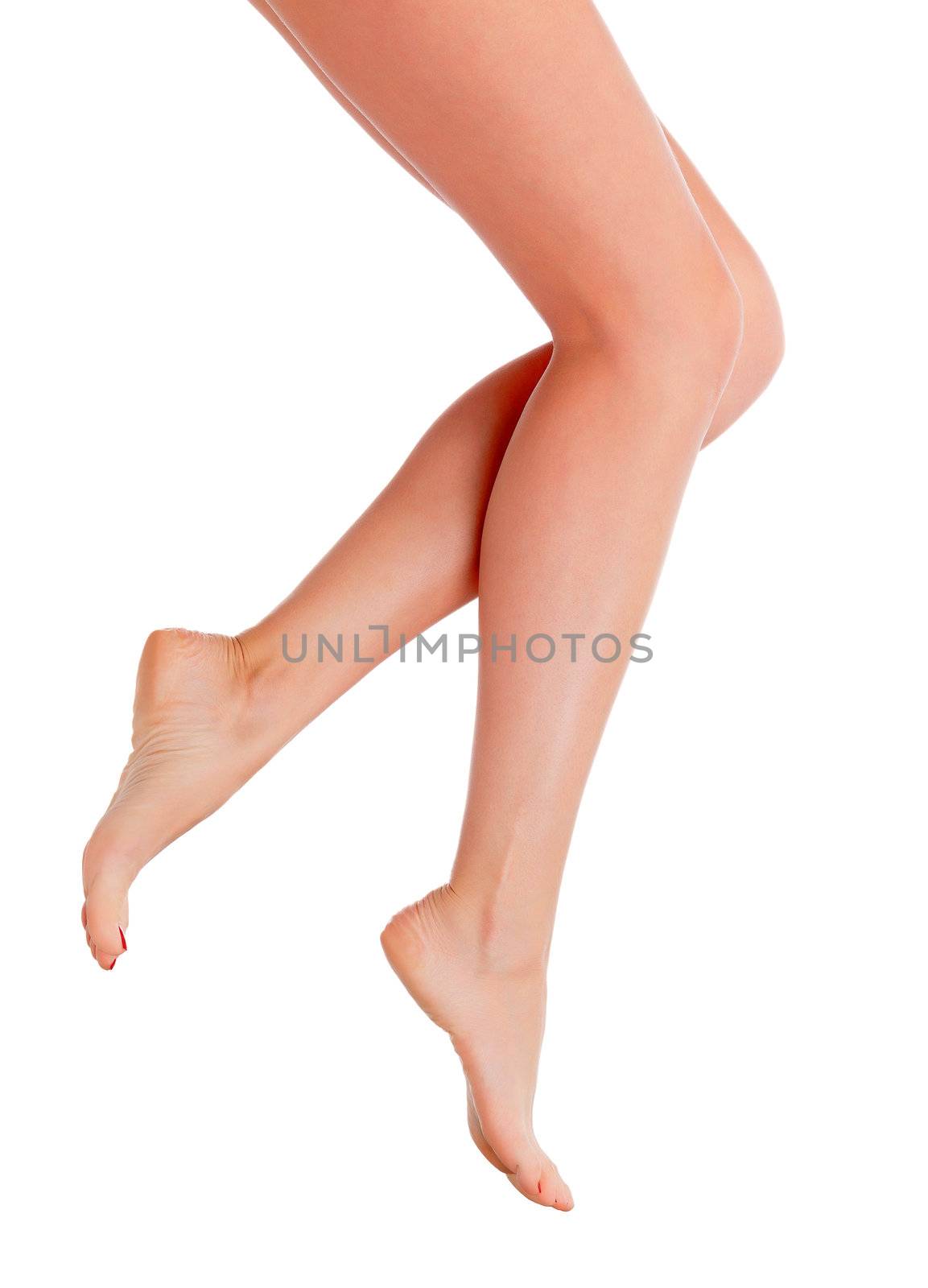 Perfect female legs, isolated on white background