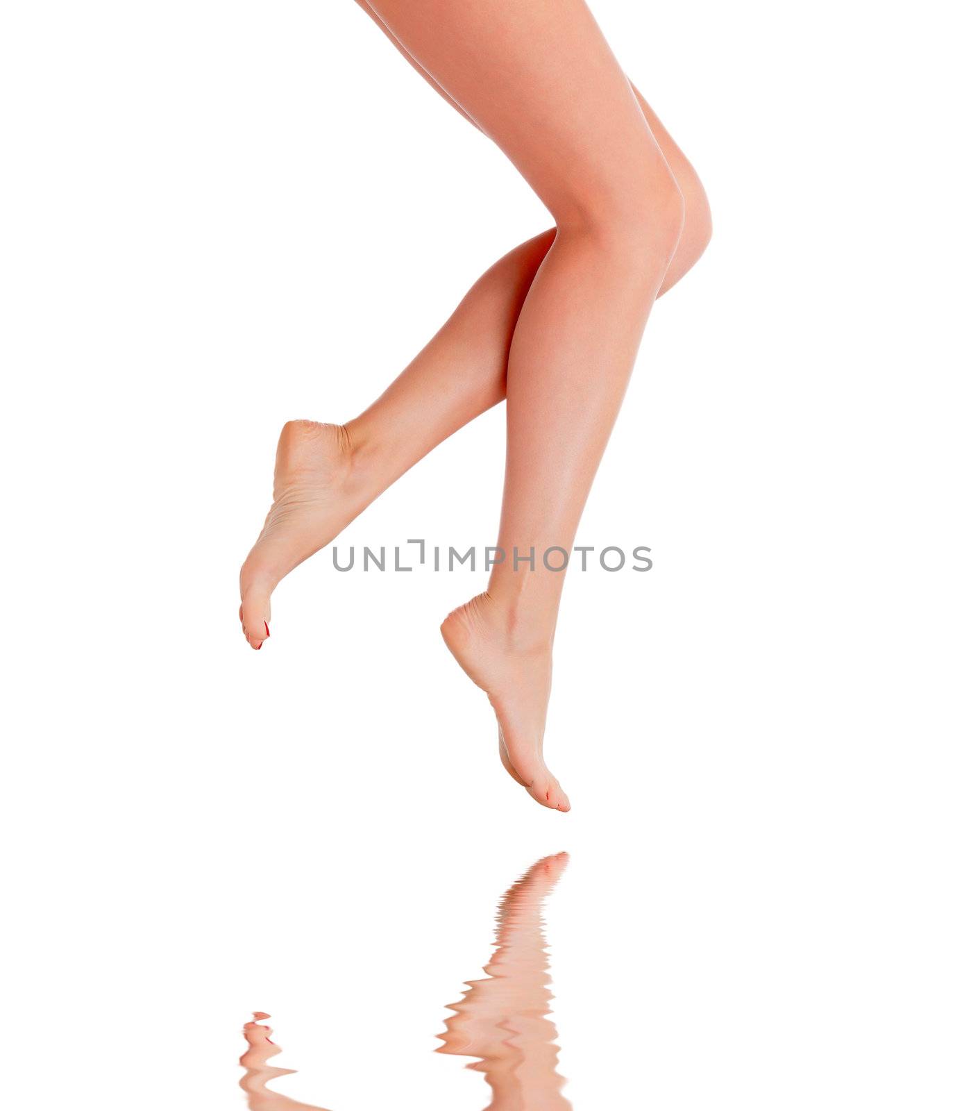 Perfect female legs, isolated on white background by Nobilior