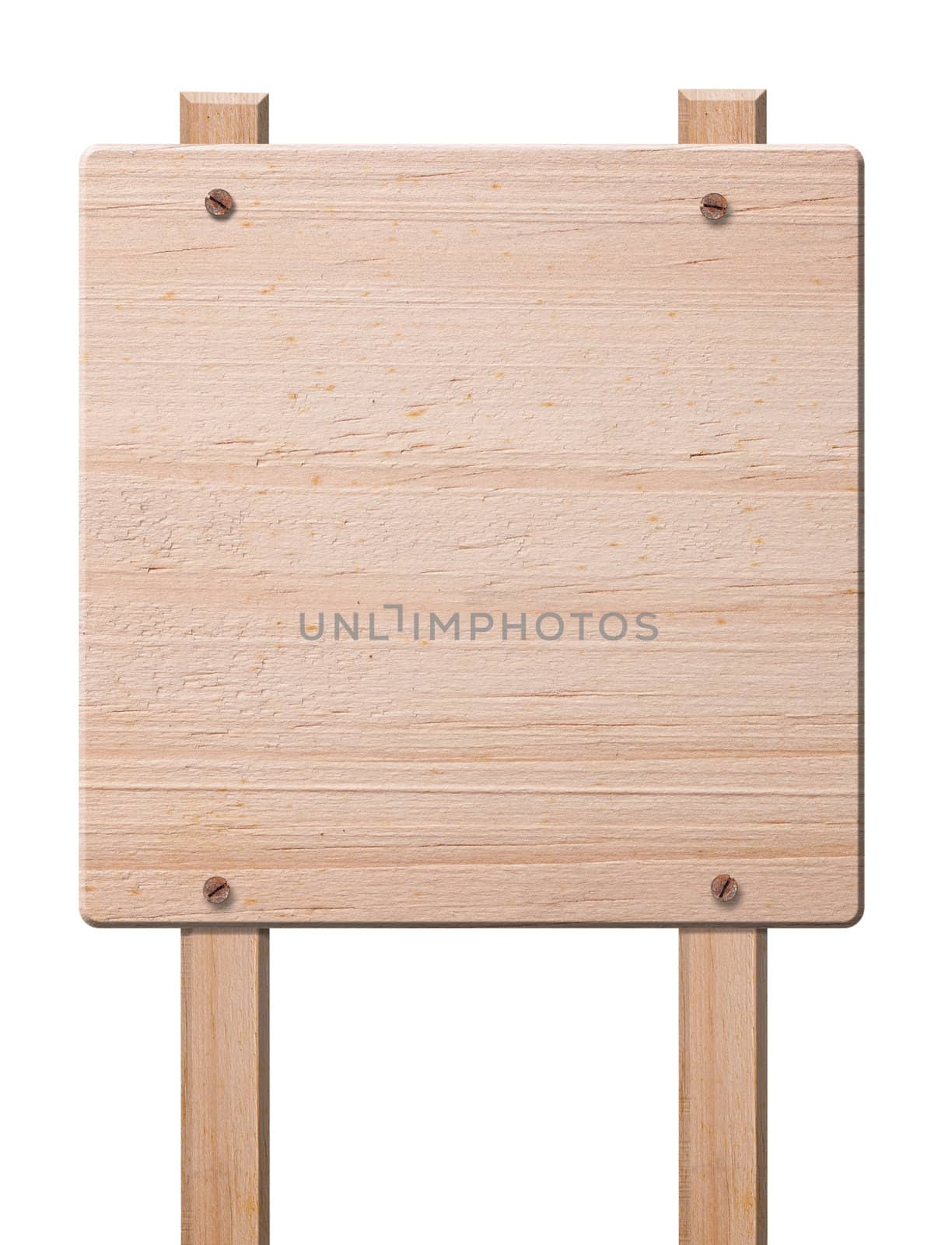 Wooden sign isolated on white background, clipping path.