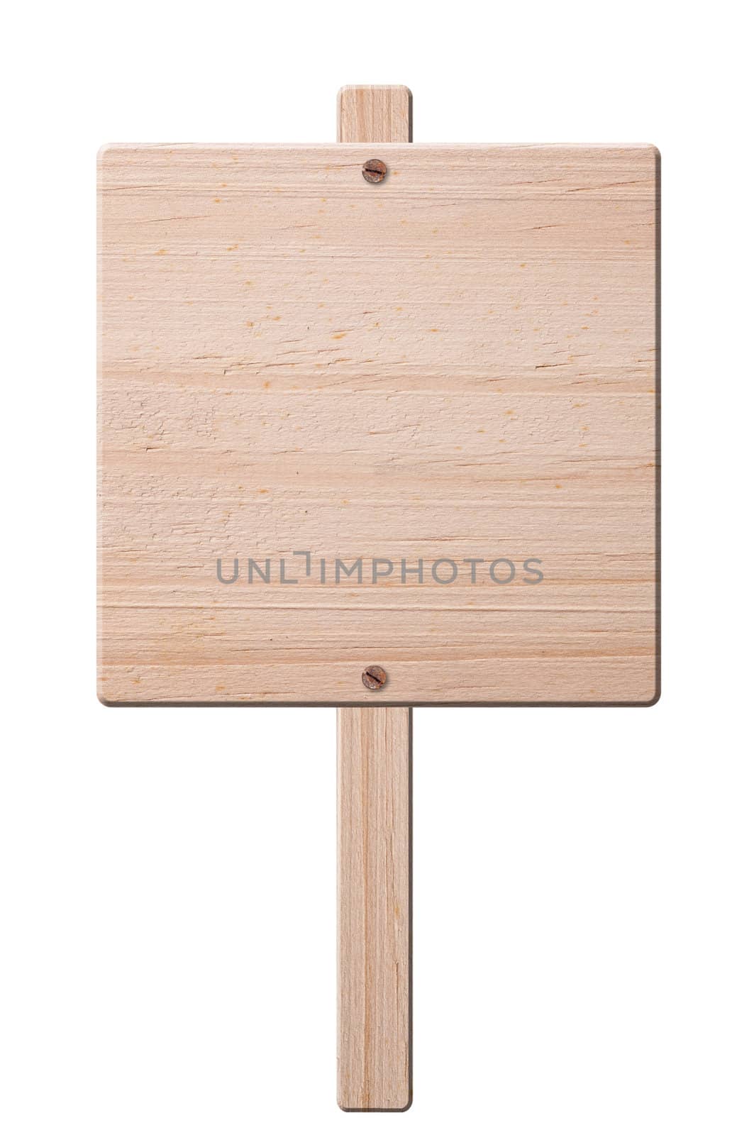 Wooden sign isolated on white background, clipping path.