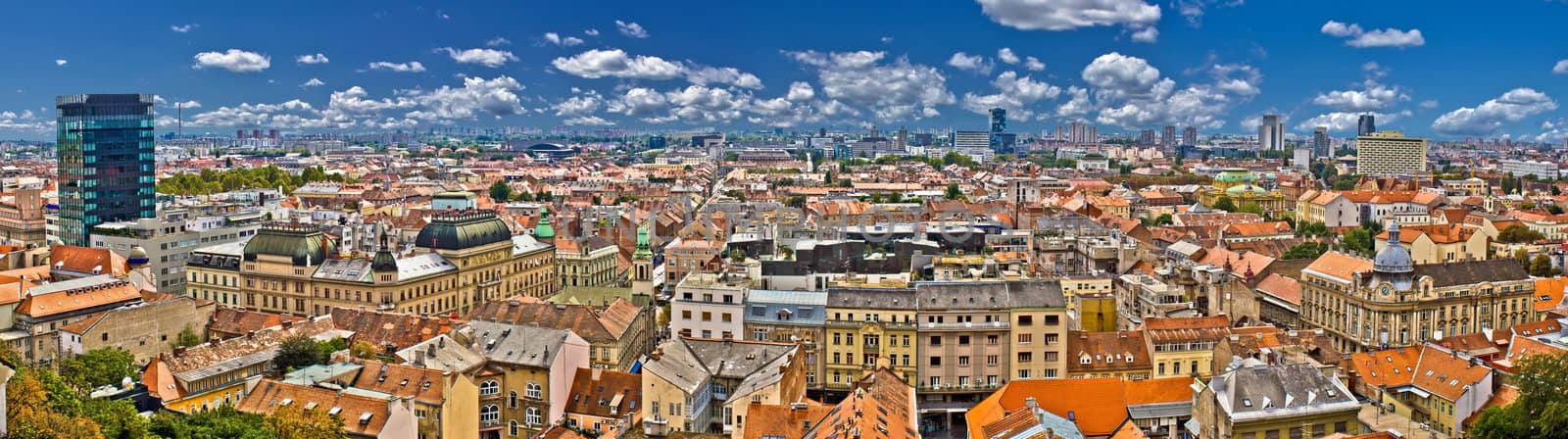 Zagreb lower town colorful panoramic view by xbrchx