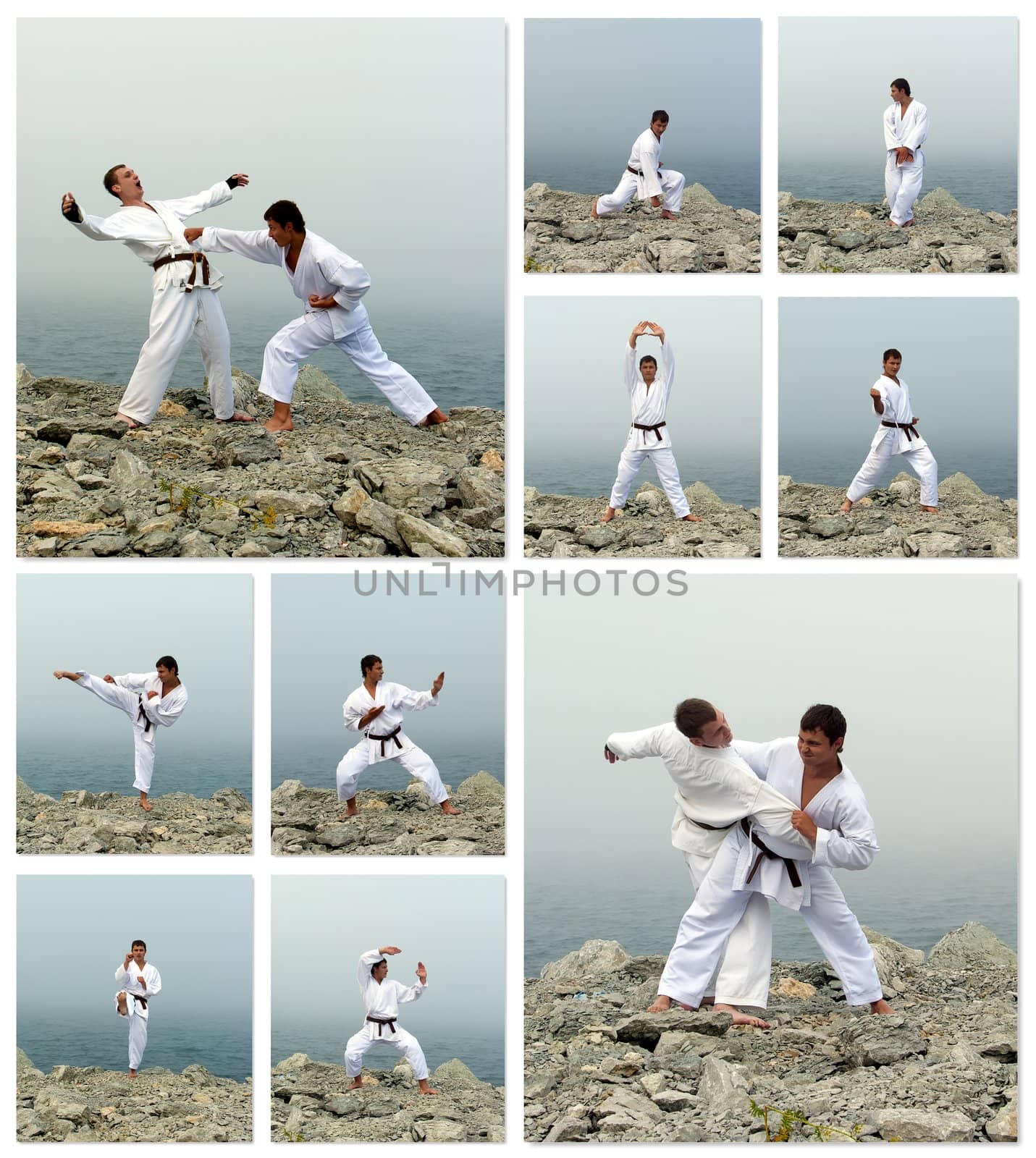 Karate fight collage. Made of ten photos.