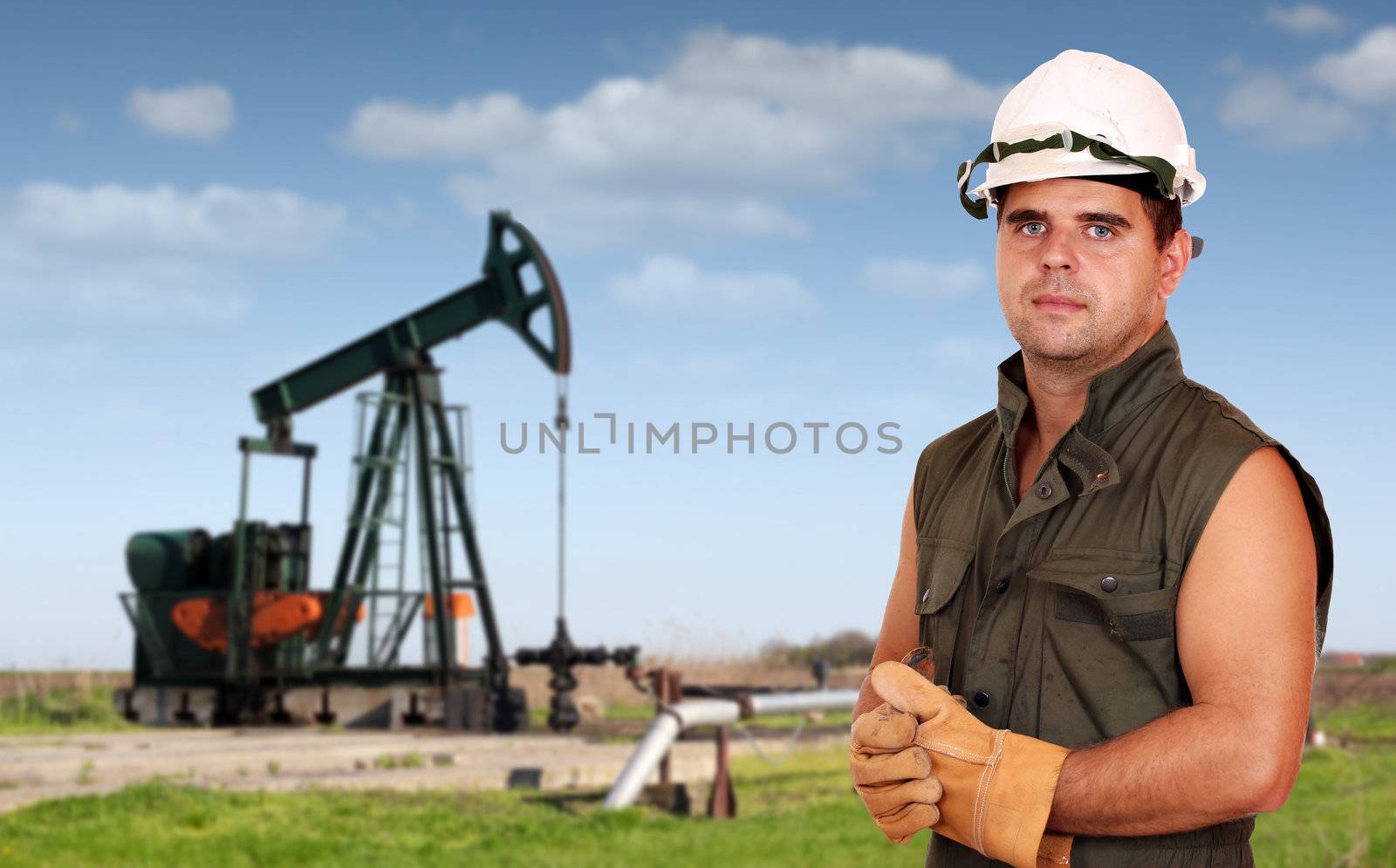 oil industry oil worker posing