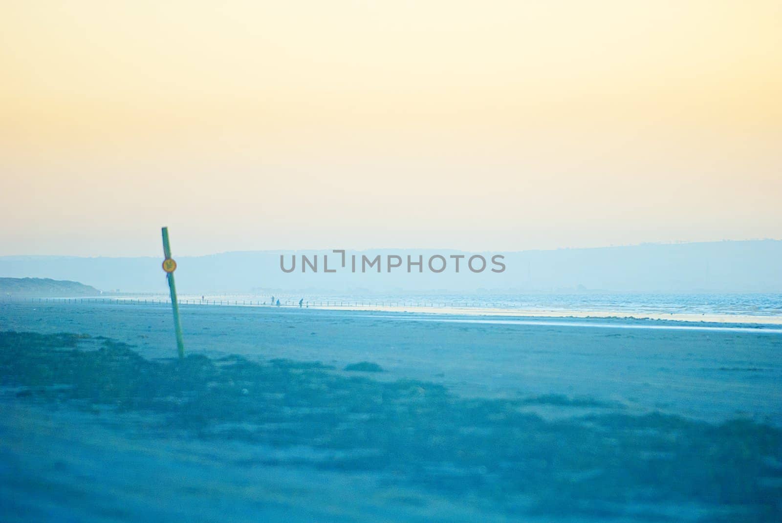 deserted brean beach at dusk with vintage colours by itsrich