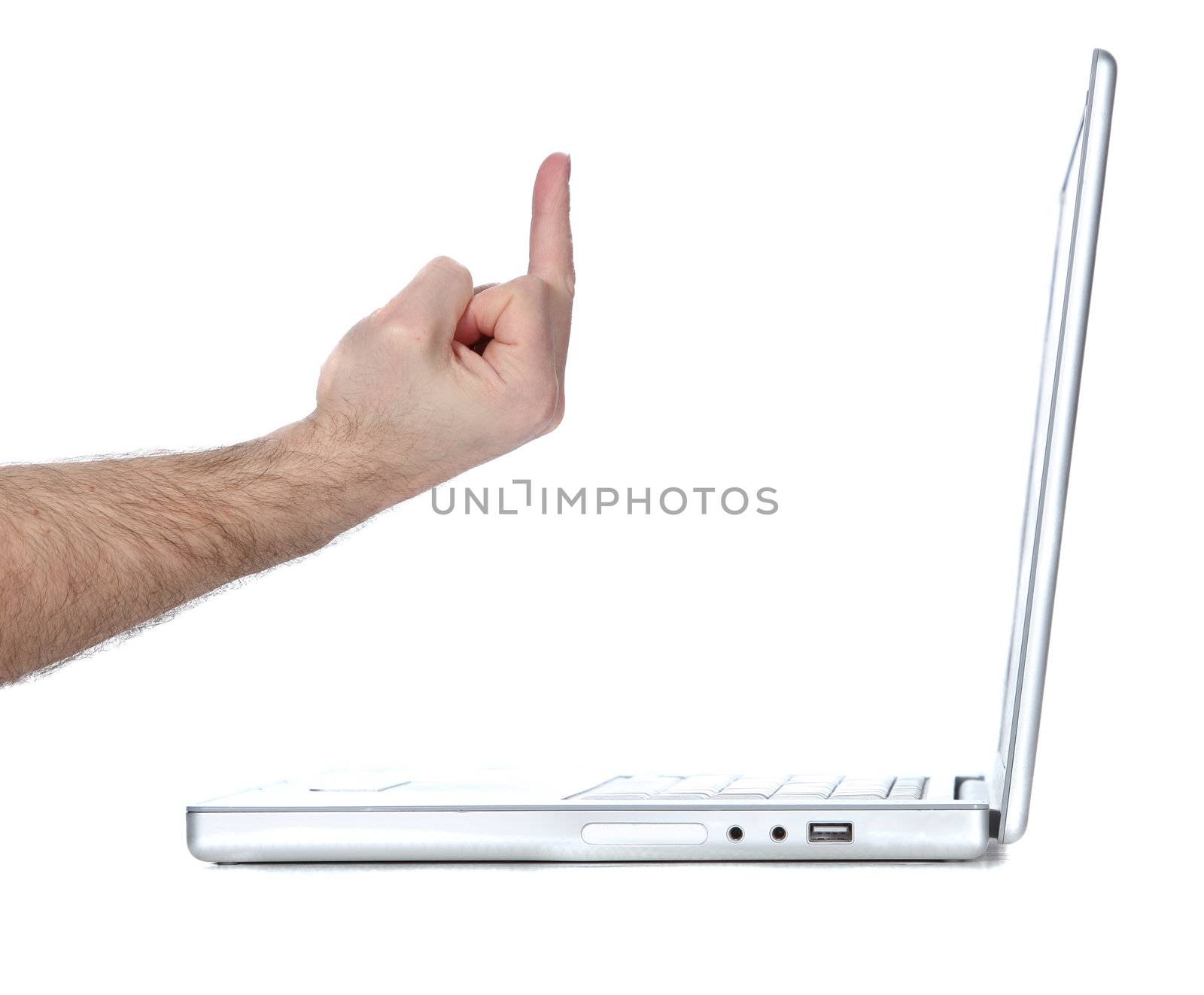 Flipping a Laptop computer the bird