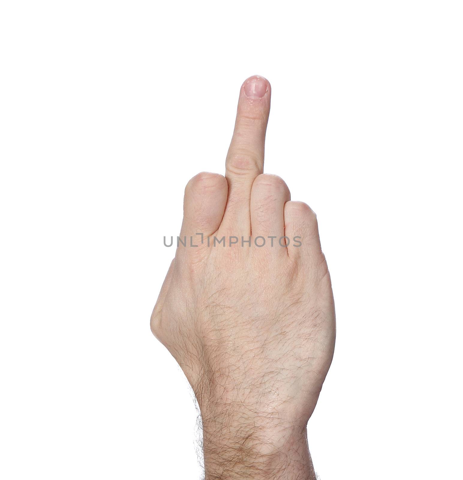 Flipping the bird isolated on a white background
