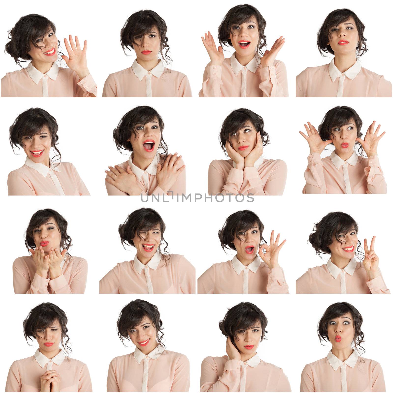 Collage of woman different facial expressions by raduga21