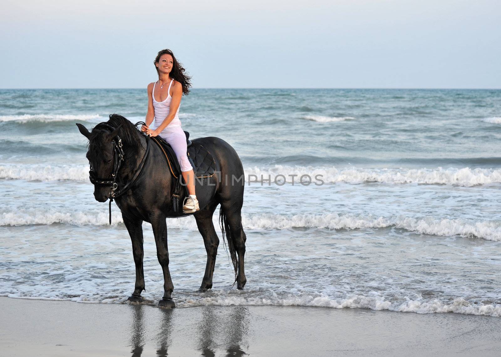 riding girl on a beach by cynoclub