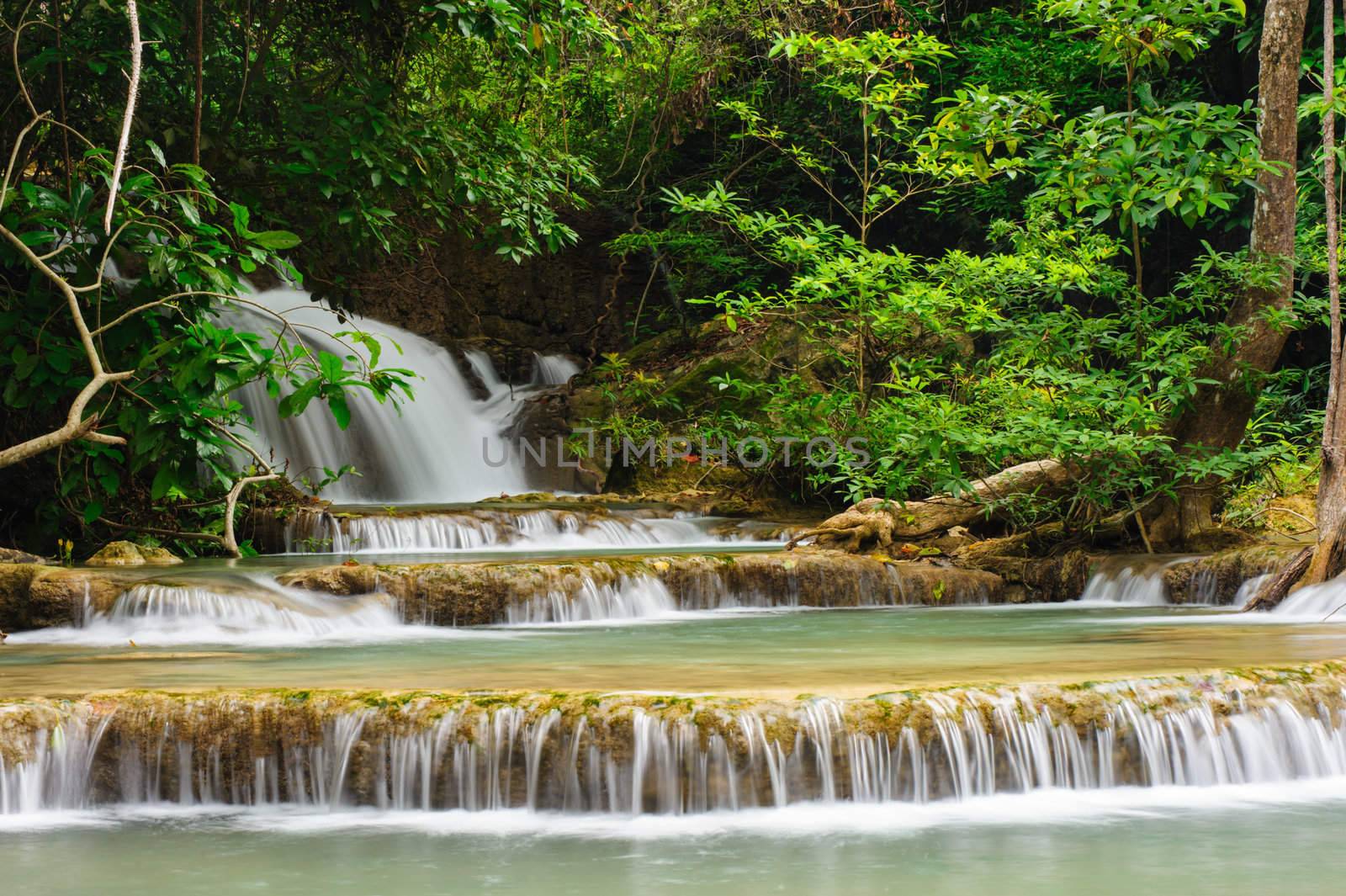 Waterfall in National Park , Kanchanaburi Province , Thailand.