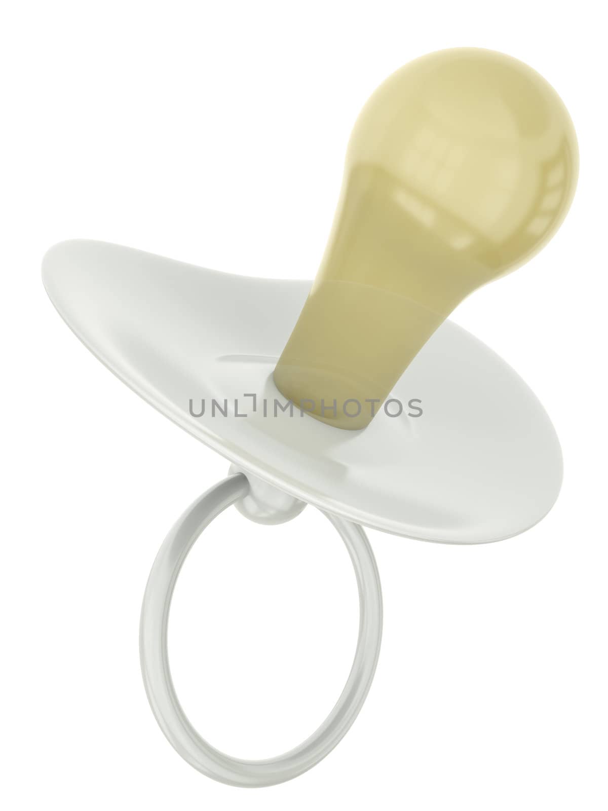 White pacifier isolated on white background. 3D render.