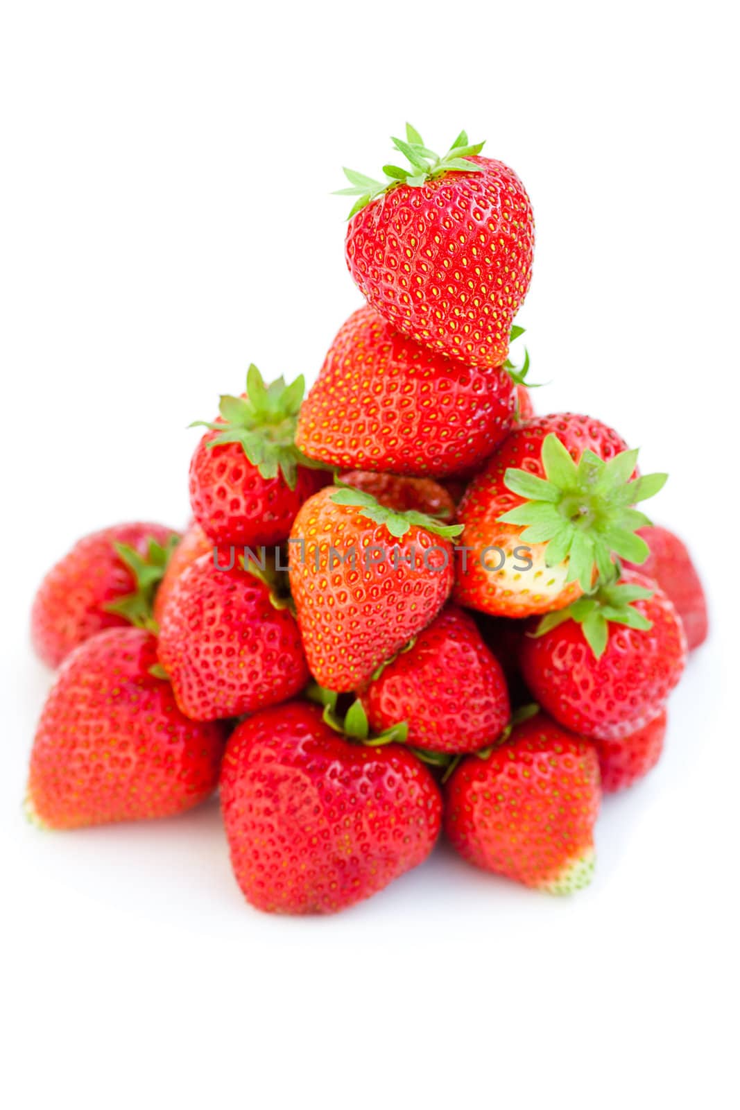 big juicy red ripe strawberries  isolated on white