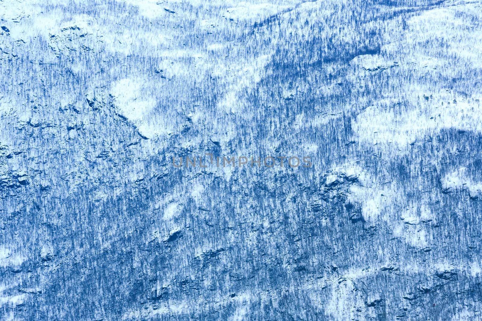 Winter landscape of Forest mountain with trees covered in snow.