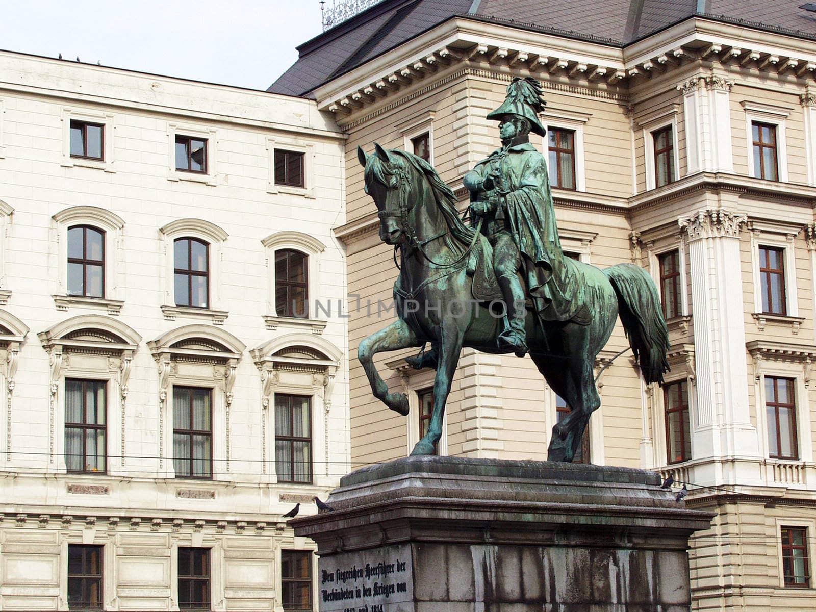 Vienna, Austria. Urban architecture. The equestrian statue of Emperor