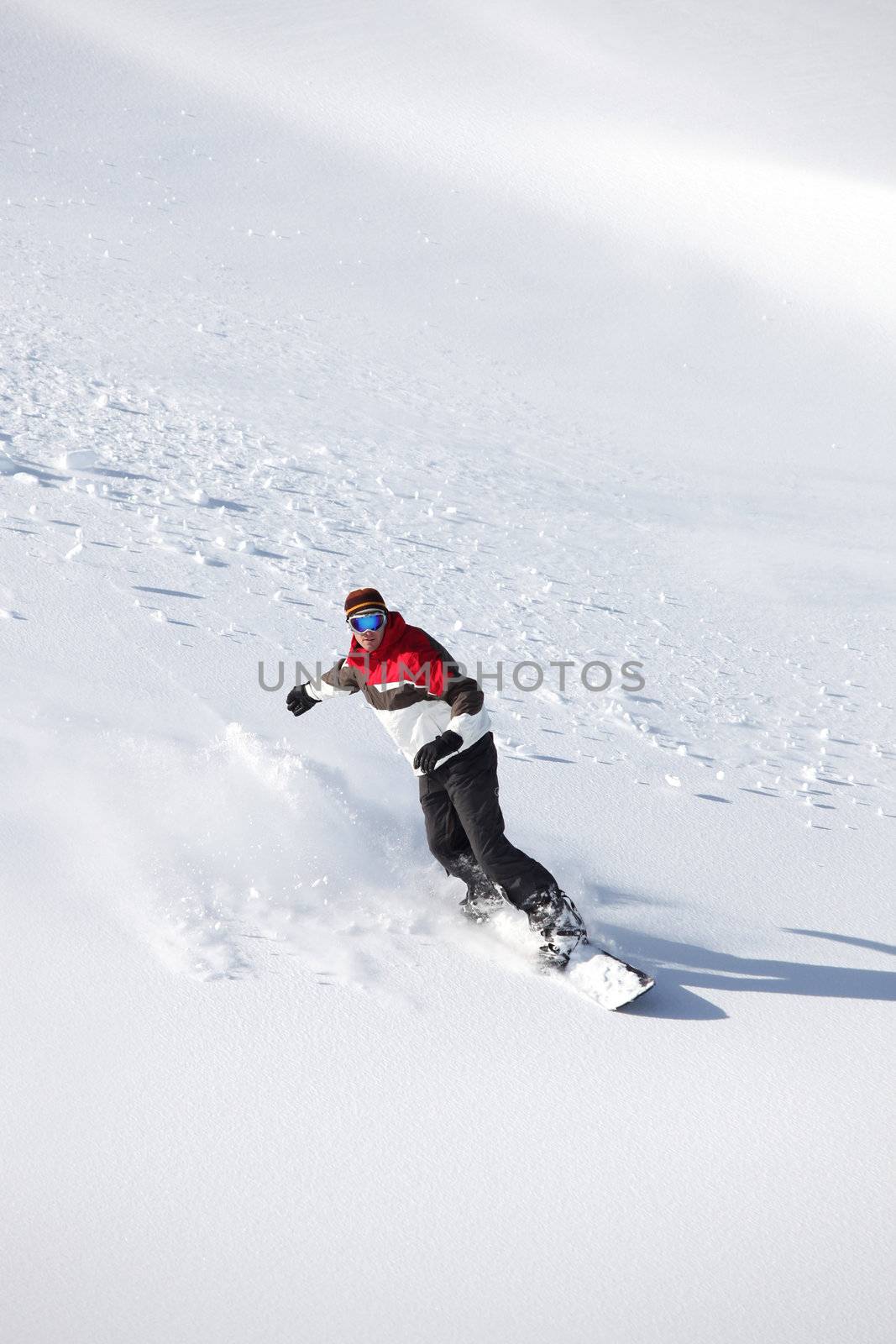 Man practicing snowboard