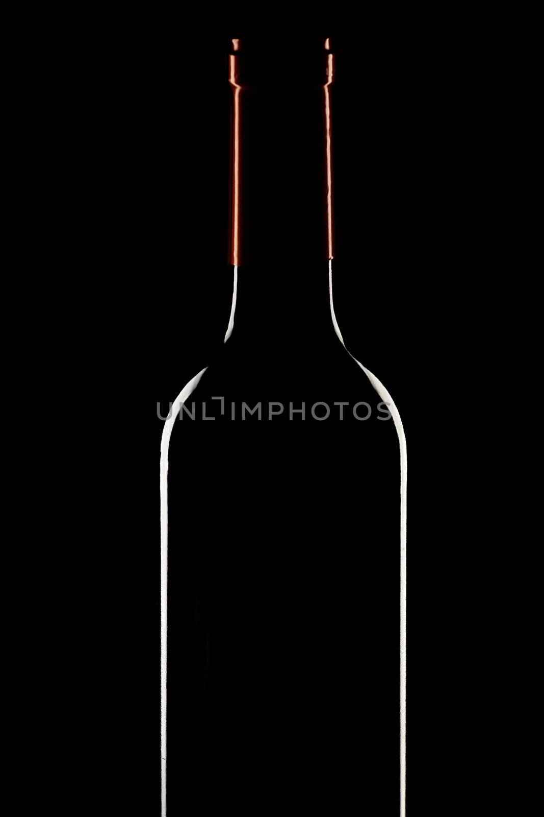 bottle of wine on a black background