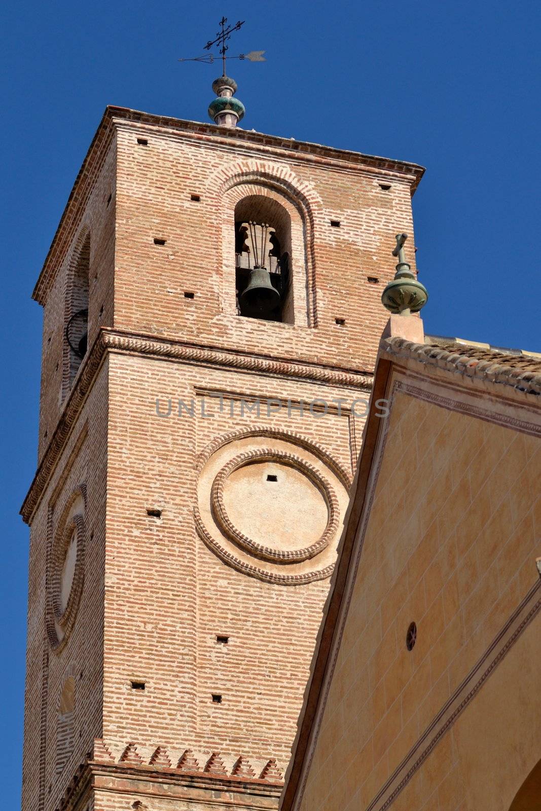 ancient bell tower of the old church in Malaga