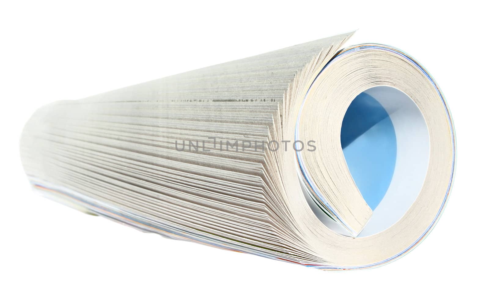 Magazine in a roll on a white background.