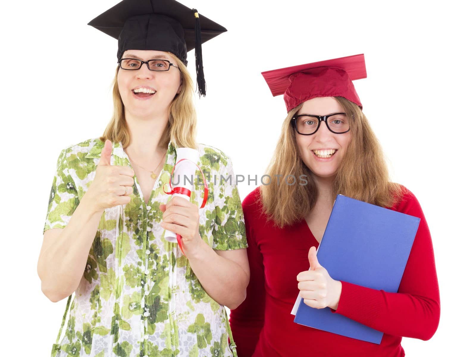 Two happy female graduates