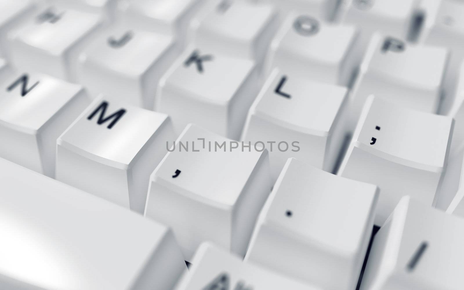 modern computer keyboard with white buttons