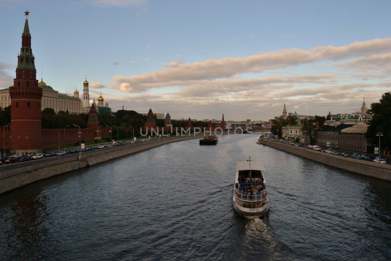 The evening view of the Moscow river
