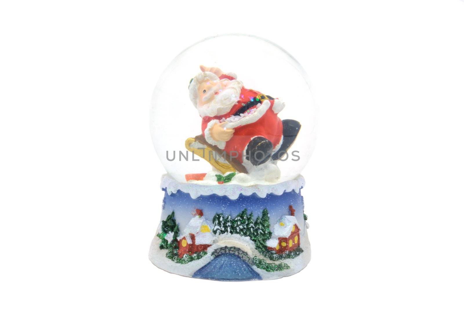 Snow globe over white background