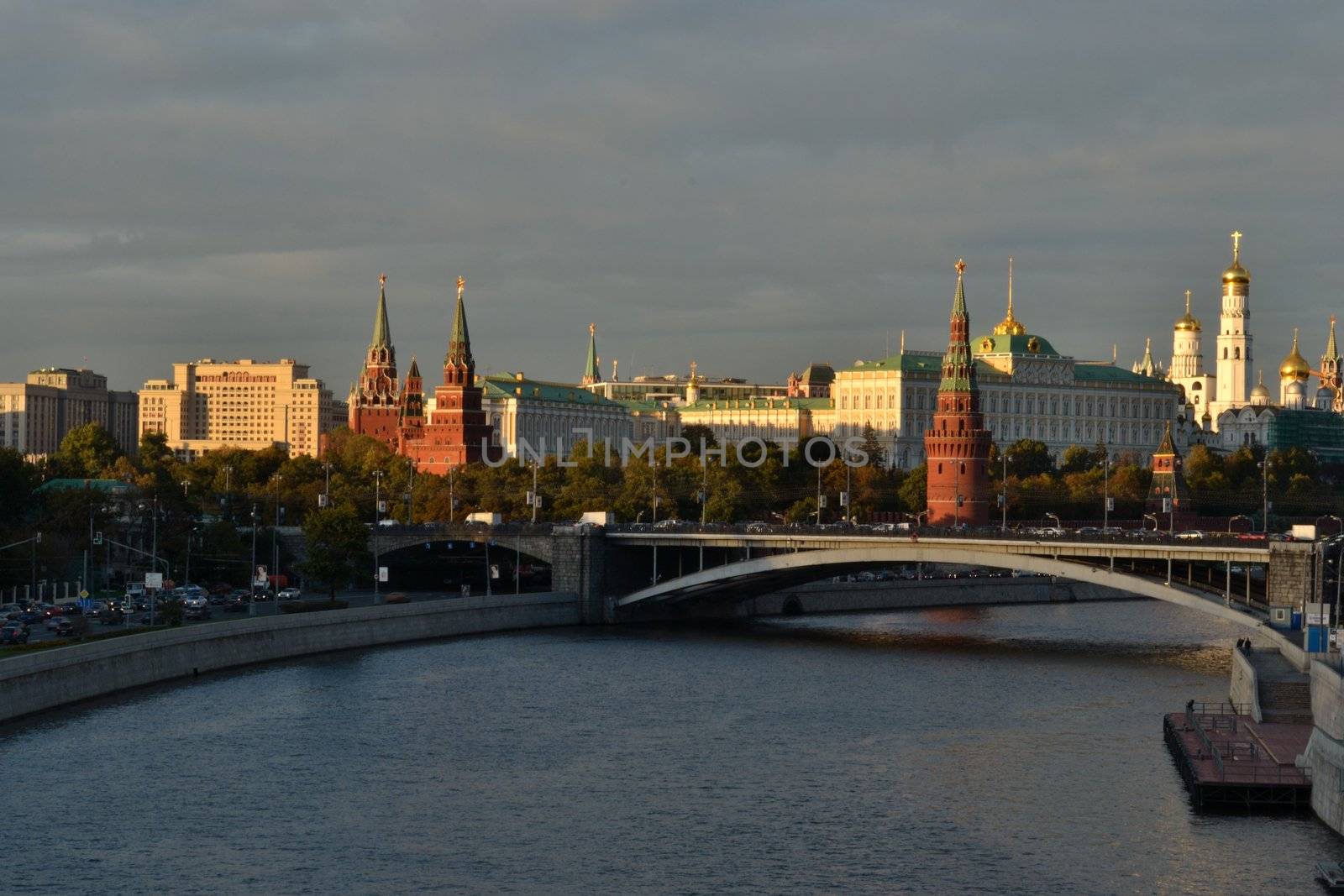 Evening view of the kremlin and the Moscow river