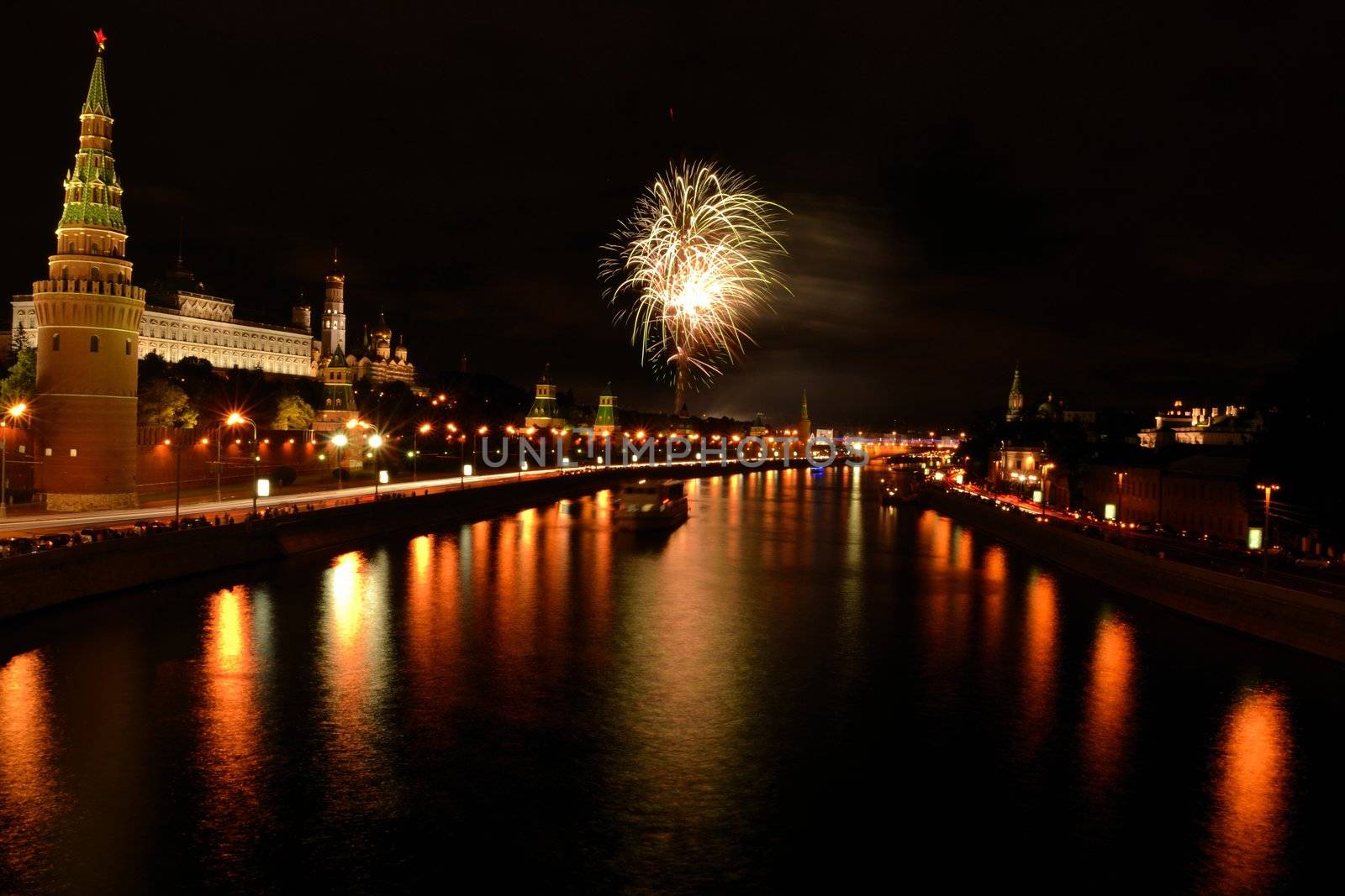 Firework over the Moscow river