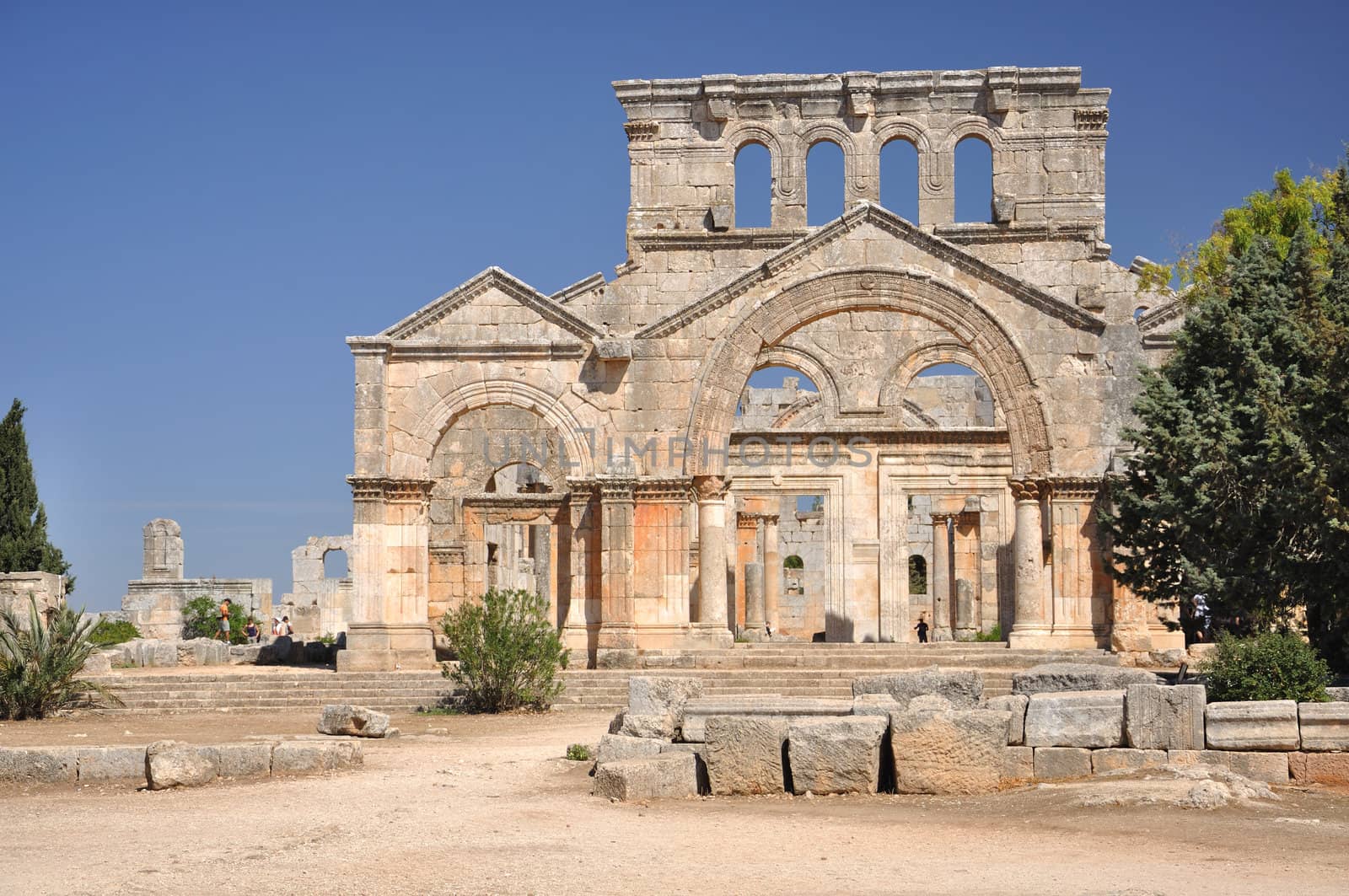 Well preserved church that dates back to the 5th century, located about 30 km northwest of Aleppo, Syria.