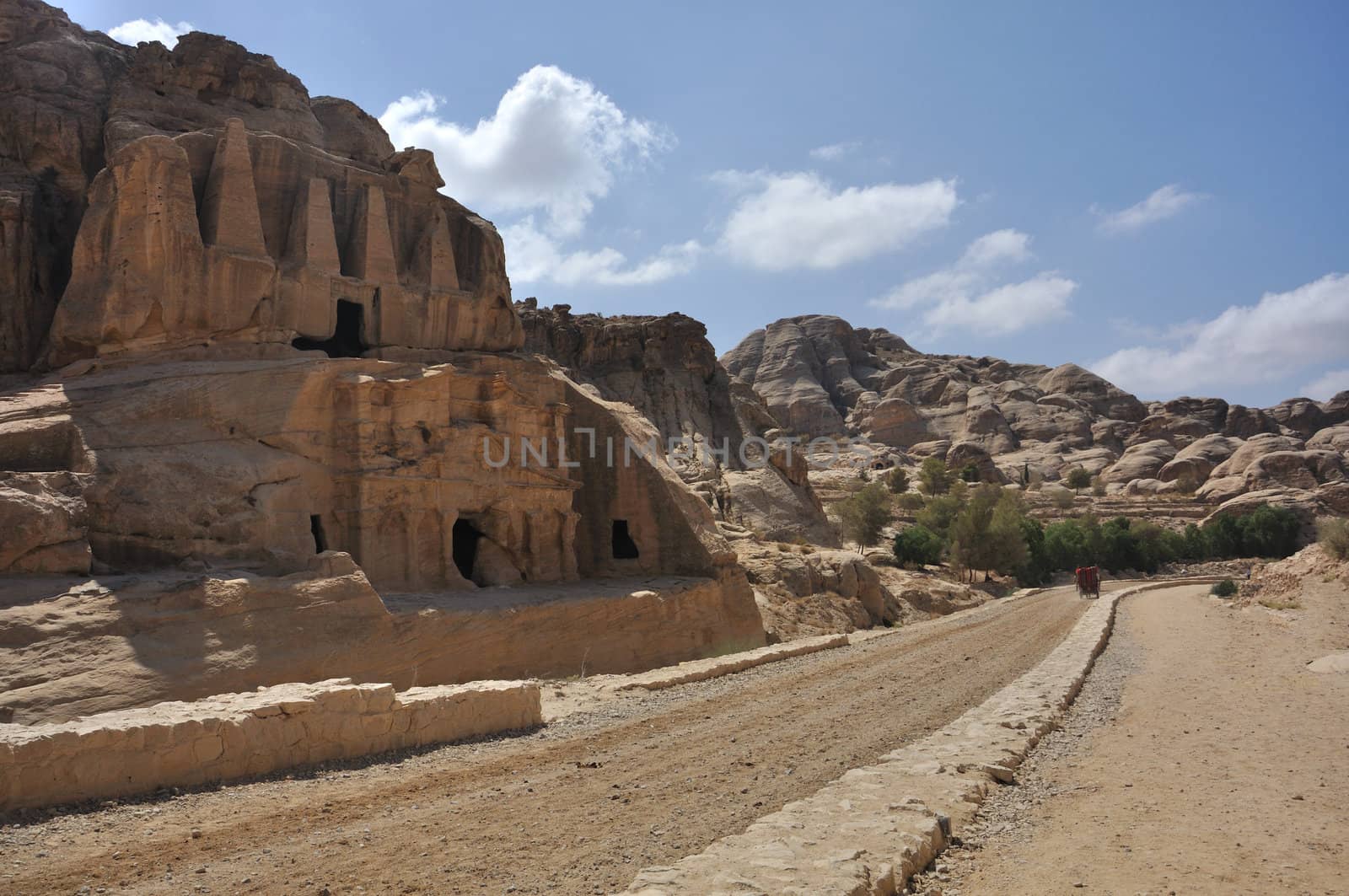 Petra is a historic and archaeological city in the Jordanian governorate of Ma'an that has rock cut architecture and water conduits system.