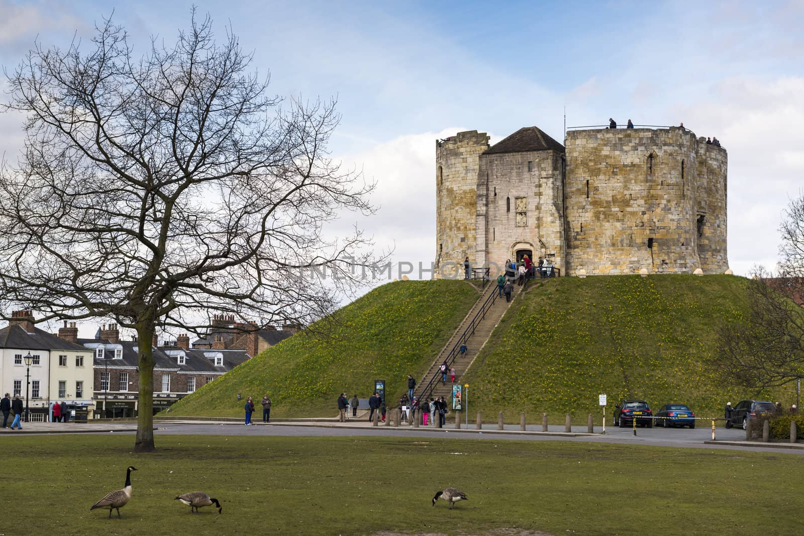 YORK, UK - MARCH 31: Front entrance to Clifford's Tower. The tow by icenando