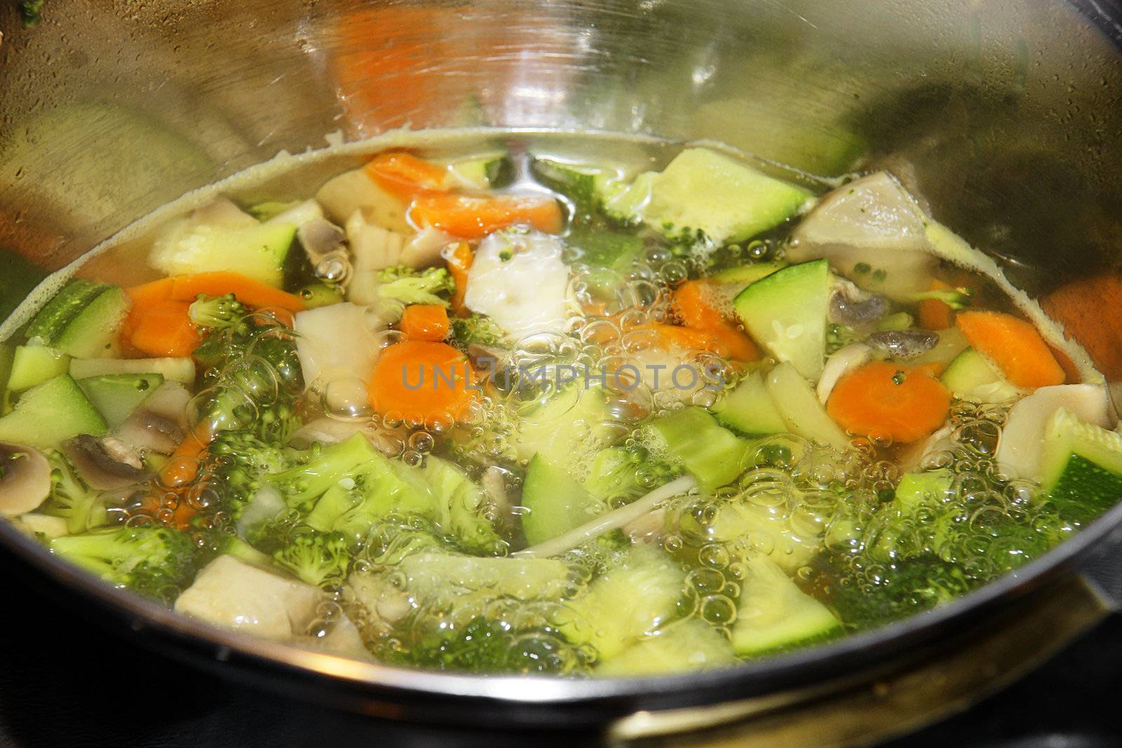 Delicious vegetables in boiling water