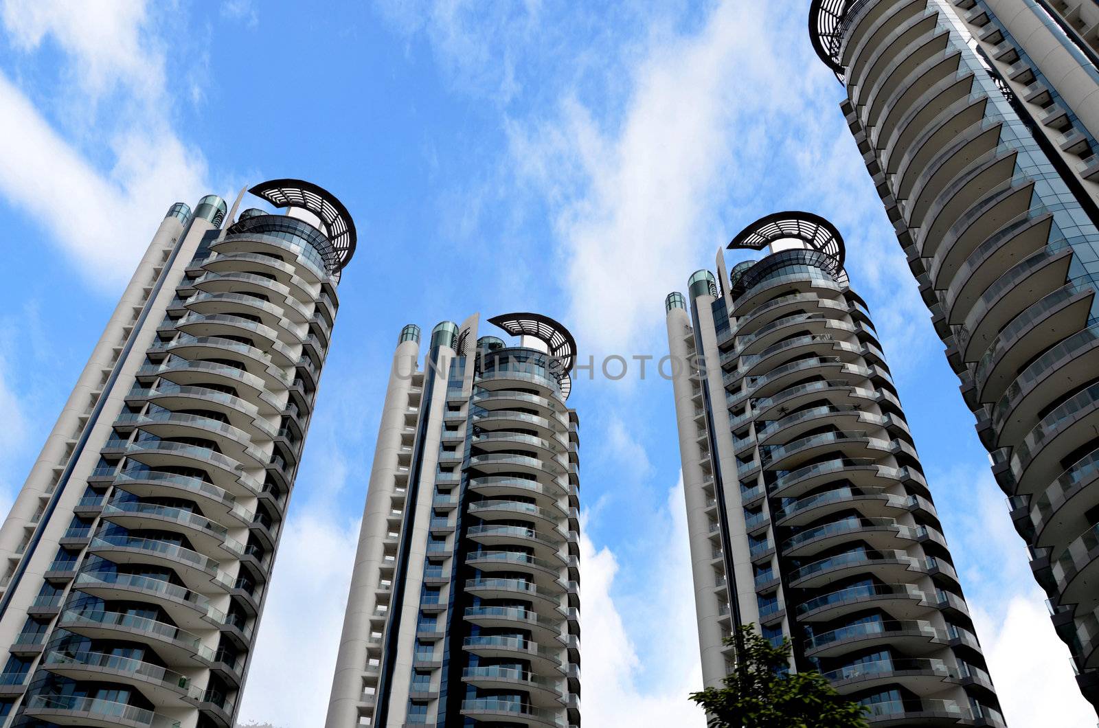 business building on blue sky background